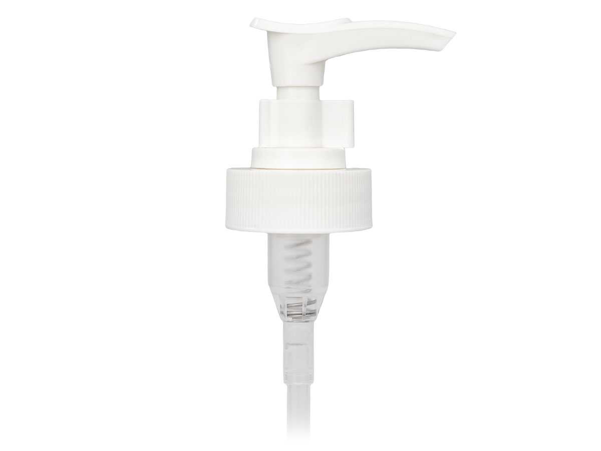 28/400 Finish, White, Pumps, Lotion, Fine Ribbed, Ship Clip, 1.3cc, 9 3/16" DT