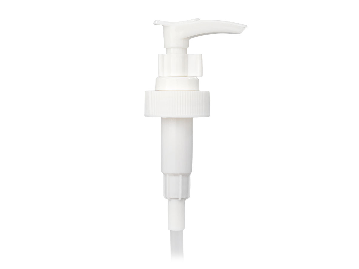 28/400 Finish, White, Pumps, Lotion, Fine Ribbed, Ship Clip, 1.5cc, 9 7/8" DT