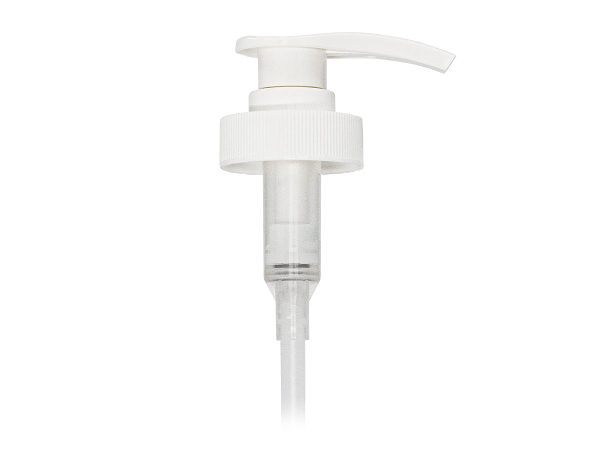 38/400 Finish, White, Pumps, Lotion, Fine Ribbed, Lock Down, 4cc, 11 9/16" DT