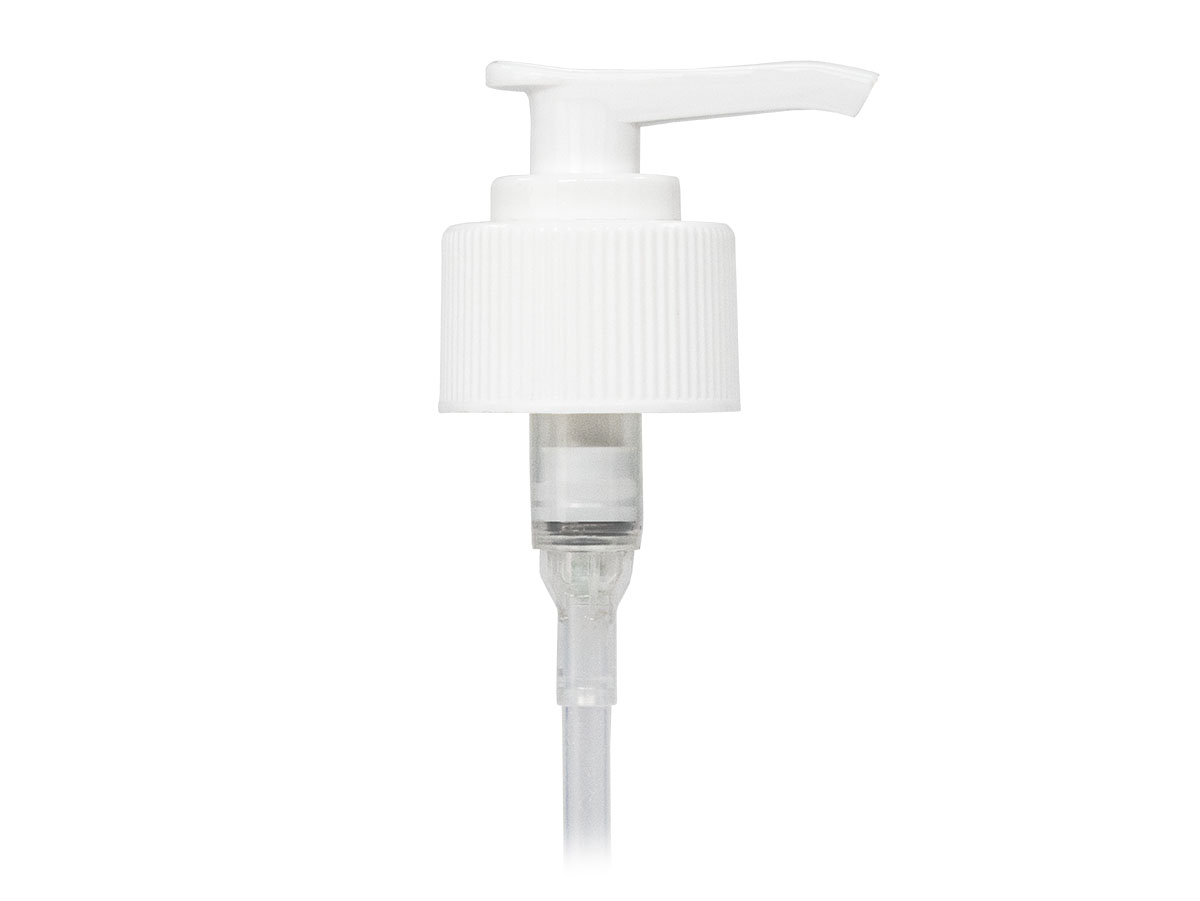 28/410 Finish, White, Pumps, Lotion, Fine Ribbed, Lock Down, 1.5cc, 6 5/8" DT