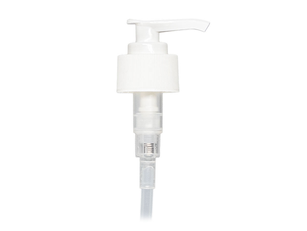 28/410 Finish, White, Pumps, Lotion, Fine Ribbed, Lock Down, 2.5cc, 10 5/8" DT