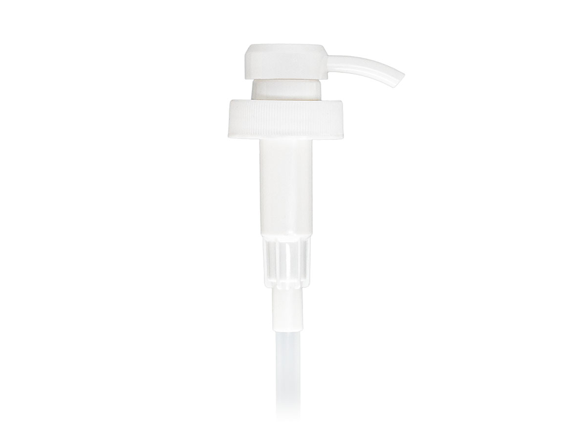 38/400 Finish, White, Pumps, Lotion, Fine Ribbed, Lock Down, 11 7/16" Dt