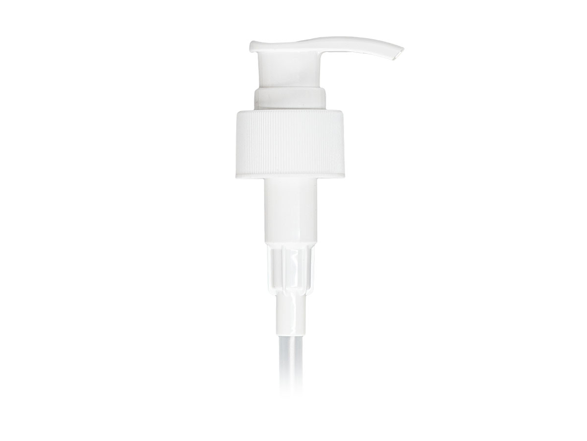 28/410 Finish, White, Pumps, Lotion, Fine Ribbed, Lock Down, 2cc, 11 5/16" Dt