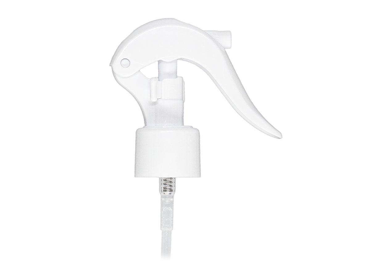 24/410 Finish, White, Sprayers, Mini Trigger, Fine Mist, Lock Button, 6 3/4" DT