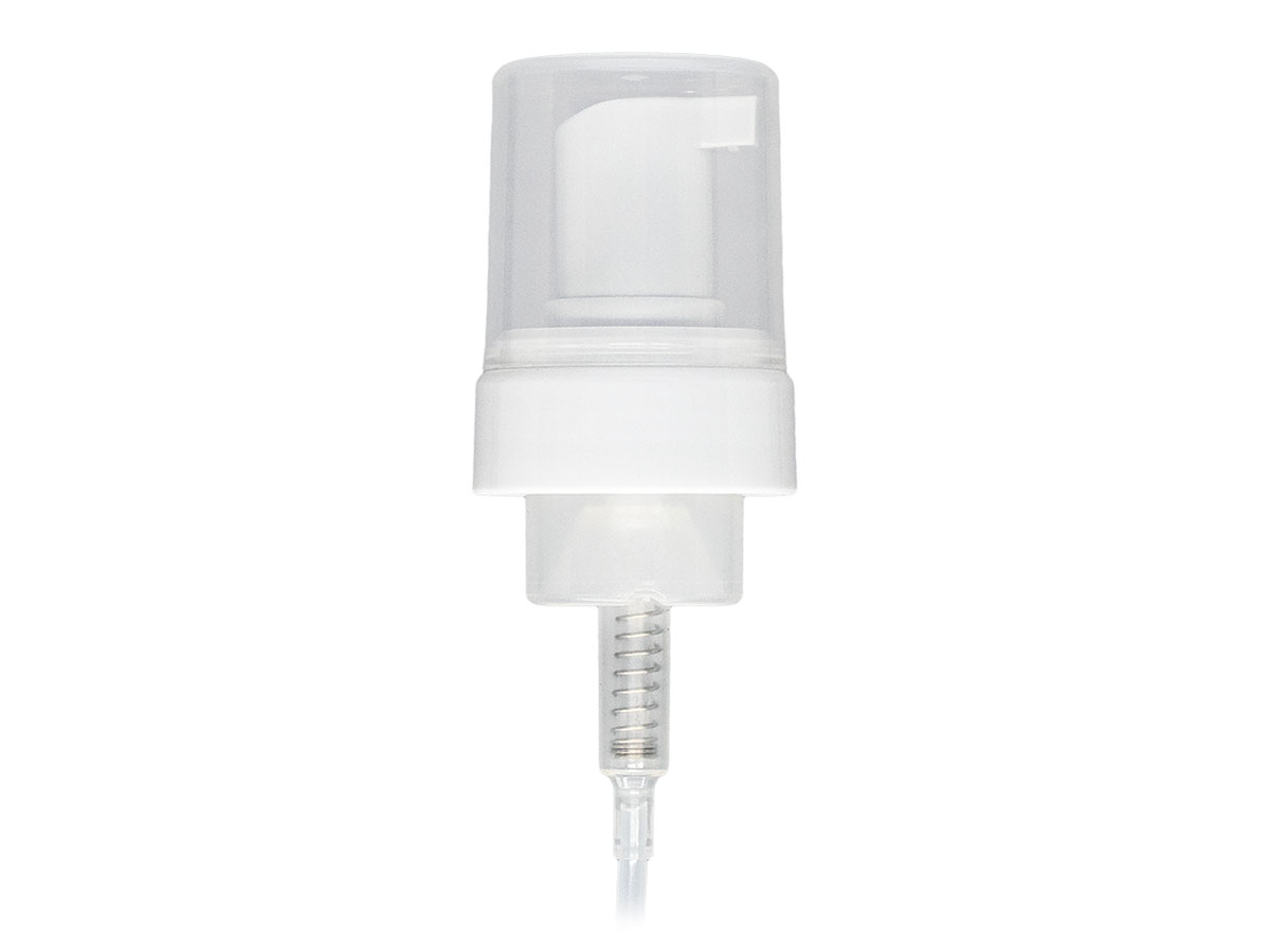 43mm Finish, White, Pumps, Foamer, Clear Hood, 6" DT