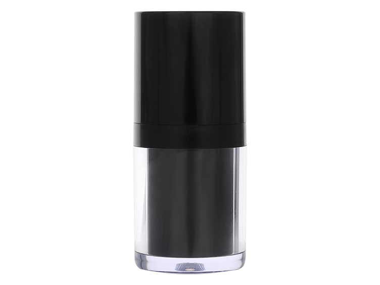 15 mL, 30mm Finish, Clear/Black, Sets, Bottles/Pumps/Collars/Overcaps, Other, Airless Cylinder Round