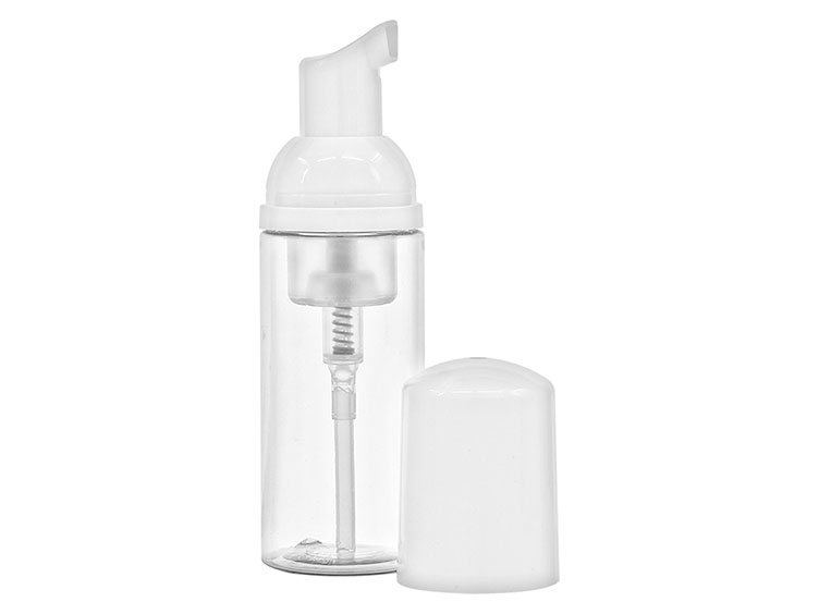 50 mL, 30mm Finish, Clear/White, Sets, Bottles/Pumps, PET, Foamer Style Cylinder Round