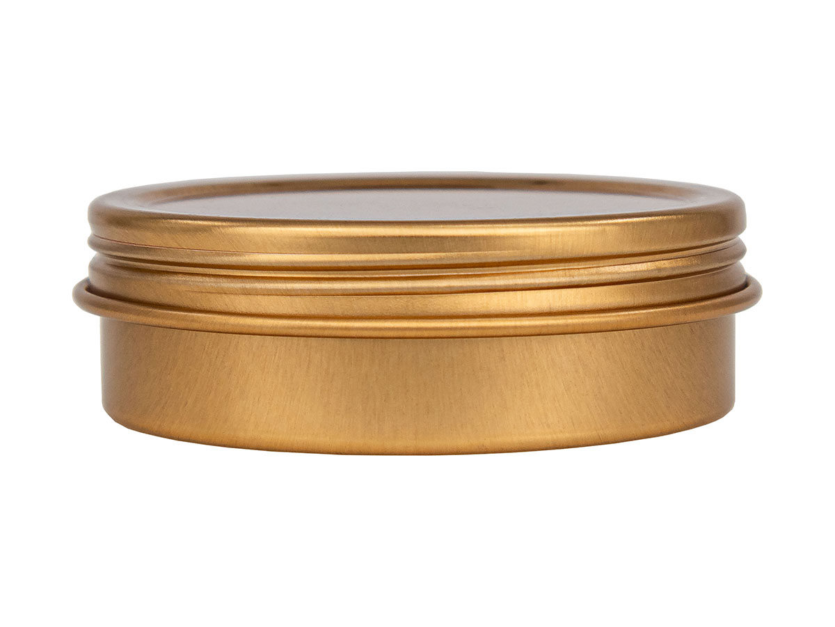 2 oz., 63mm Finish, Gold, Sets, Tins/Lids, Round, 2 7/16" Dia X 13/16" Tall