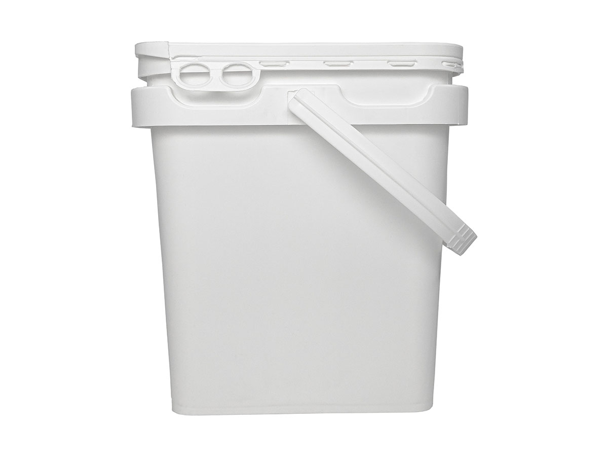1 Gallon, White, Pails/Lids, PP, Oblong, Stackable, With Handle