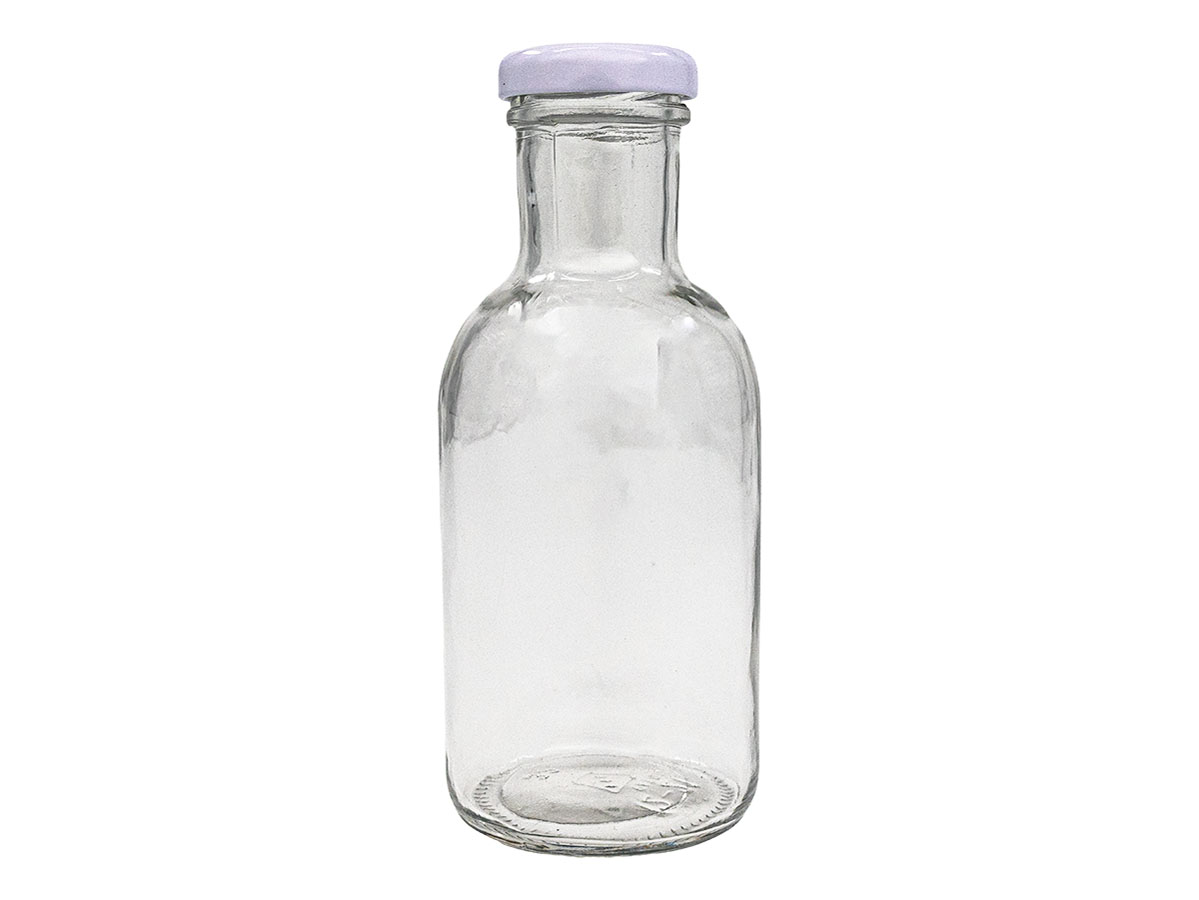 12 oz., 38mm 3-Lug Finish, Flint/White, Sets, Bottles/Caps, Glass, Sauce Style Round, Label Panel