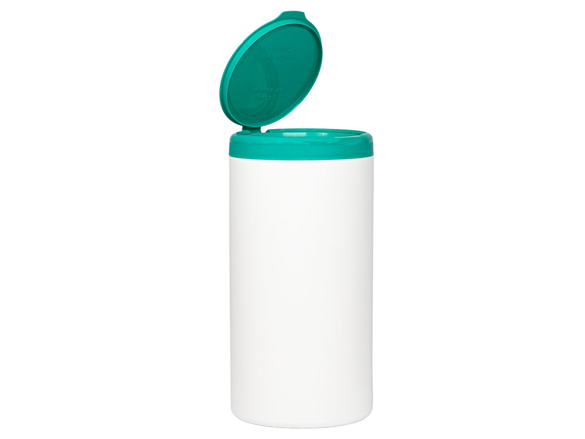 55 oz., 105mm Finish, White/Green, Sets, Jars/Lids, HDPE, Canister Round