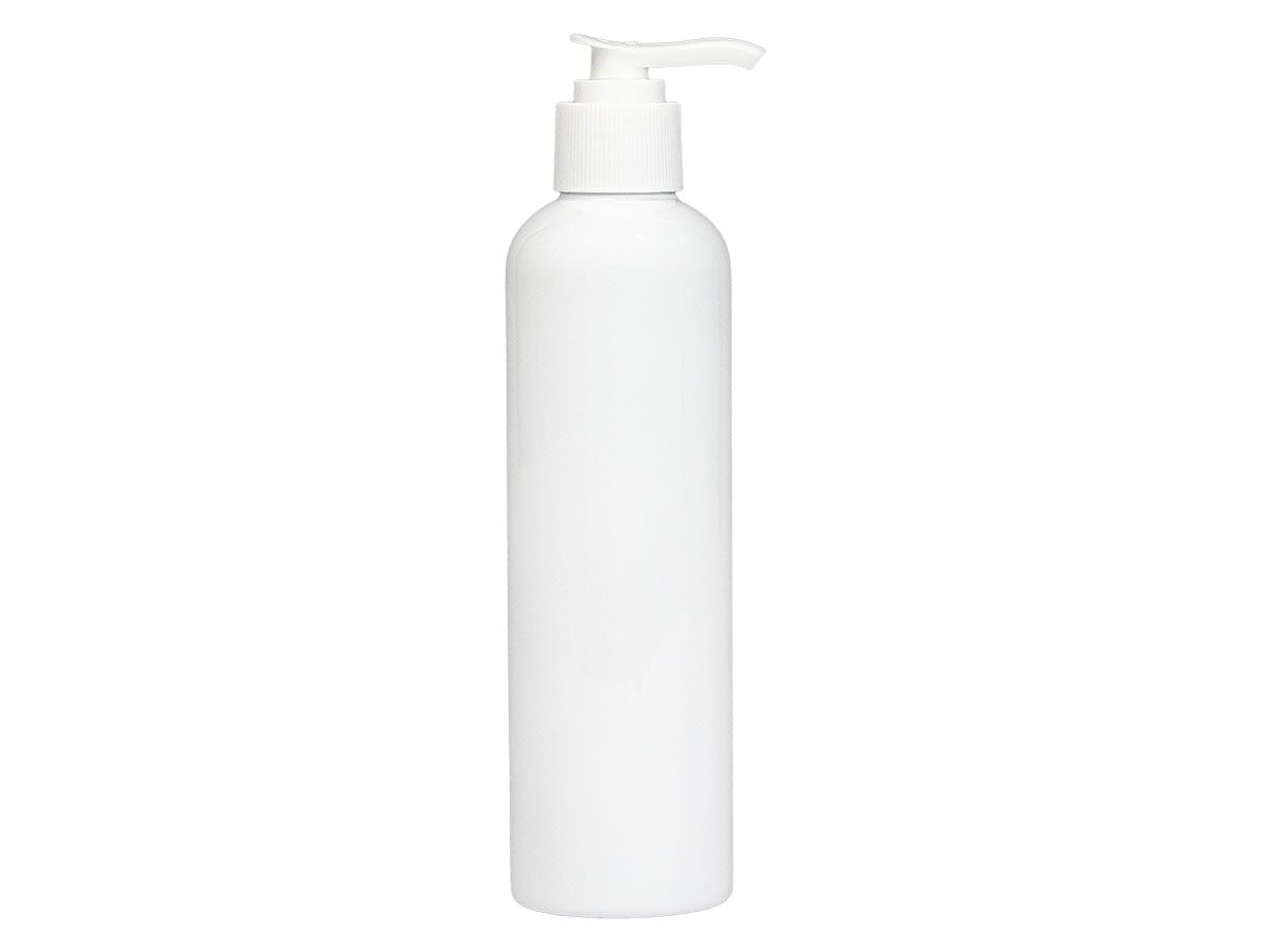 8 oz., 24/410 Finish, White, Set, Bottles/Pumps, PET, Bullet