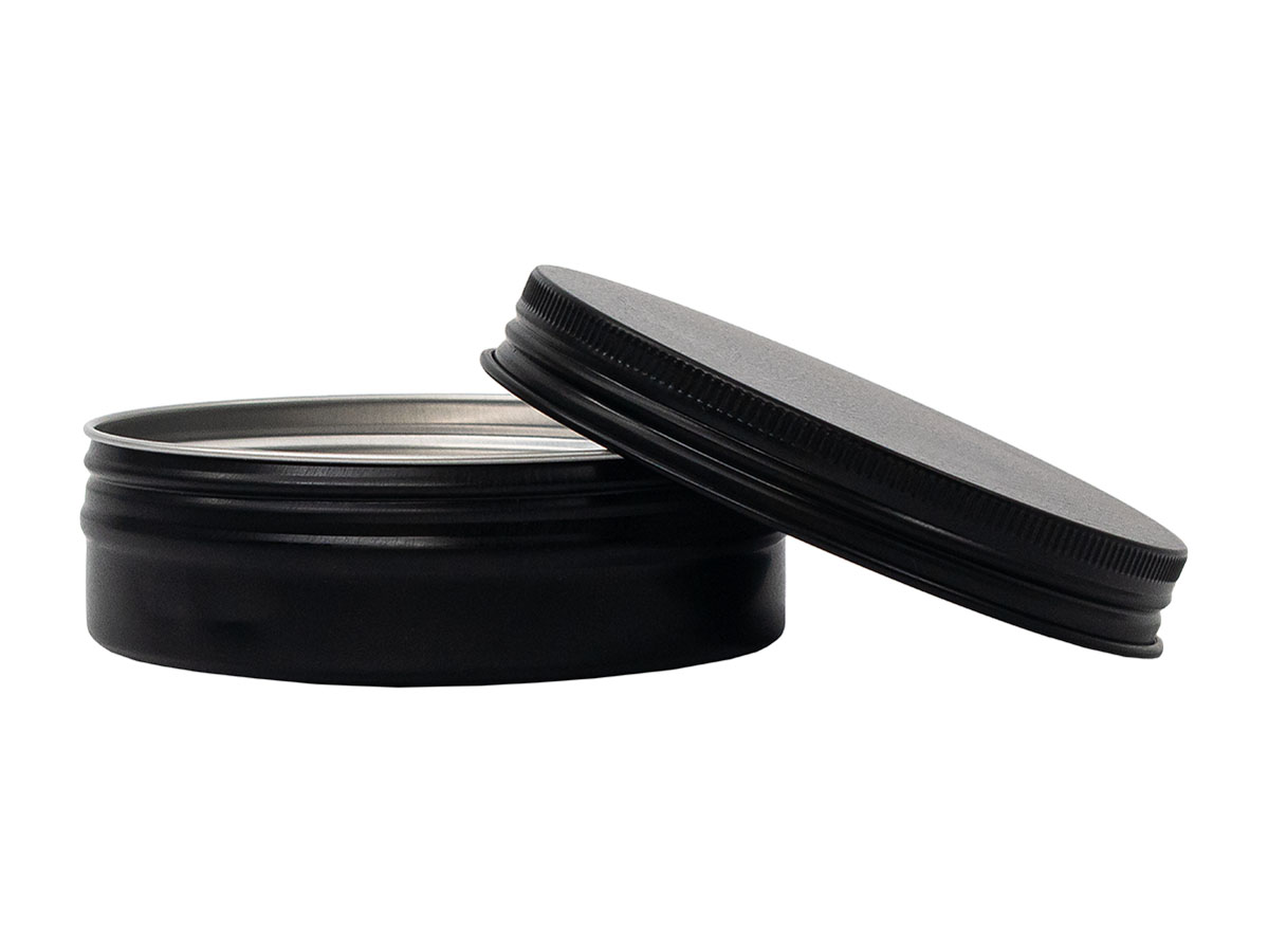 3 oz., 83mm Finish, Black, Sets, Tins/Lids, Round, 3 3/16" Dia X 1 1/16" Tall