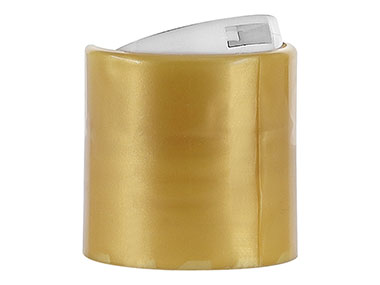 24/410 Finish, Gold/White, Caps, Dispensing, Smooth, Disc-Top, .298" Orf, (F)