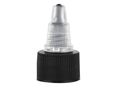 20/410 Finish, Black/Natural, Caps, Dispensing, Fine Ribbed, Twist Open/Close, HS Lnr