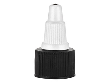 20/410 Finish, Black/White, Caps, Dispensing, Fine Ribbed, Twist Open/Close, HS Lnr