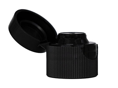 24/410 Finish, Black, Caps, Dispensing, Fine Ribbed, Snap-Top, .135" Orf
