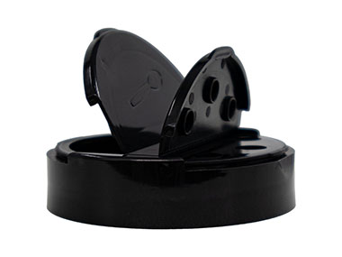 63/485 Finish, Black, Caps, Dispensing, Smooth, Dual Flap, Shaker/Spoon Style, No Lnr