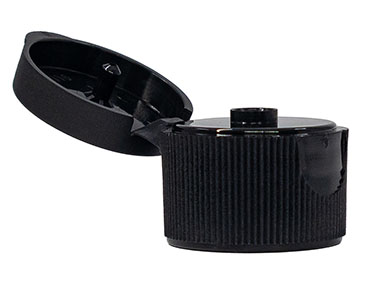 20/410 Finish, Black, Caps, Dispensing, Fine Ribbed, Snap-Top, .092" Orf, PS Lnr