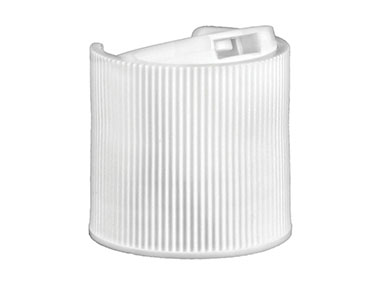 24/410 Finish, White, Caps, Dispensing, Fine Ribbed, Disc-Top, .312" Orf, (F)