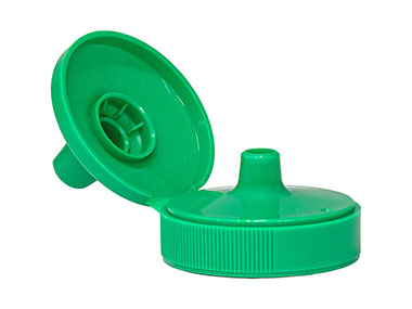 38/400 Finish, Green, Caps, Dispensing, Fine Ribbed, Snap-Top, .252" Orf, HS Lnr