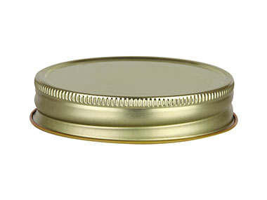 70/450 Finish, Gold, Caps, Metal, Ribbed Neck, Beige Inner, Plastisol Lnr