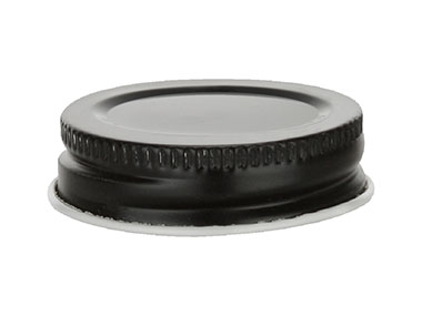 38/400 Finish, Black, Caps, Metal, Ribbed Neck, White Inner, Plastisol Lnr