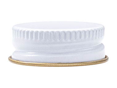 28/400 Finish, White, Caps, Metal, Ribbed Neck, Pulp Lnr