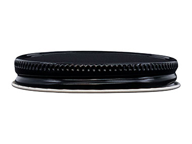 63/400 Finish, Black, Caps, Metal, Ribbed Neck, White Inner, Plastisol Lnr