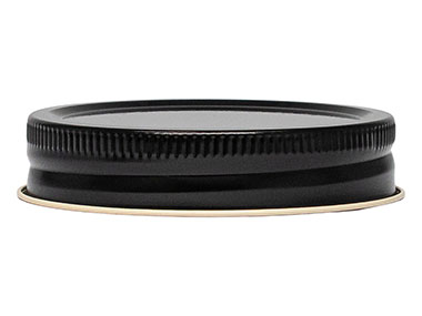 70/450 Finish, Black, Caps, Metal, Ribbed Neck, Beige Inner, Plastisol Lnr