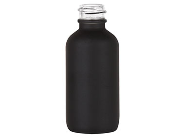 2 oz., 20/400 Finish, Matte Black, Bottles, Glass, Boston Round, Spray Coated
