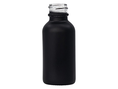 1 oz., 20/400 Finish, Matte Black, Bottles, Glass, Boston Round, Spray Coated