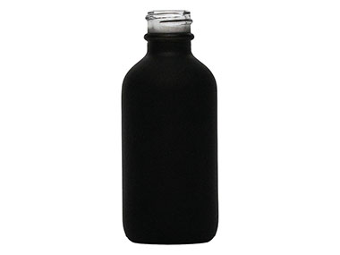 2 oz., 20/400 Finish, Matte Black, Bottles, Glass, Boston Round, Spray Coated