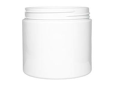 16 oz., 89/400 Finish, White, Jars, PET, Single Wall Round, Label Panel
