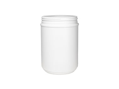 57 oz., 120/400 Finish, White, Jars, HDPE, Single Wall Round, Label Panel