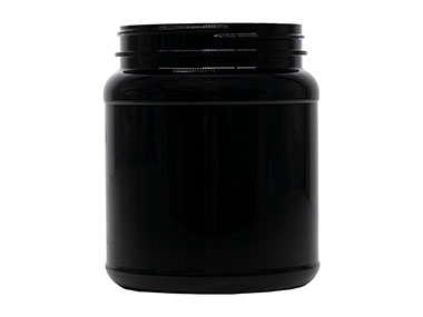 1500 cc, 110/400 Finish, Black, Jars, PET, Single Wall Round, Label Panel