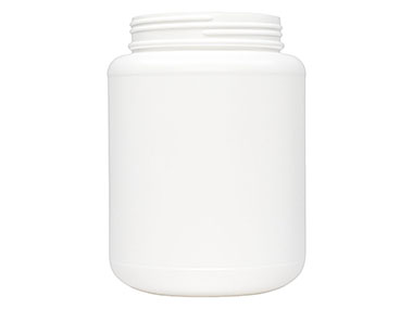 2500 cc, 110mm Finish, White, Jars, HDPE, Single Wall Round, Label Panel