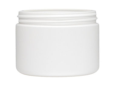 12 oz., 89/400 Finish, White, Jars, HDPE, Single Wall Round, Label Panel