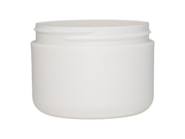 8 oz., 89/400 Finish, White, Jars, PP, Double Wall Round, Round Base