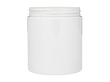 16 oz., 89/400 Finish, White, Jars, PET, Single Wall Round, Label Panel