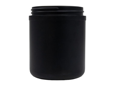 20 oz., 89/400 Finish, Black, Jars, HDPE, Single Wall Round, Label Panel