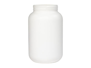 1 Gallon, 110mm Finish, White, Jars, HDPE, Single Wall Round, Label Panel