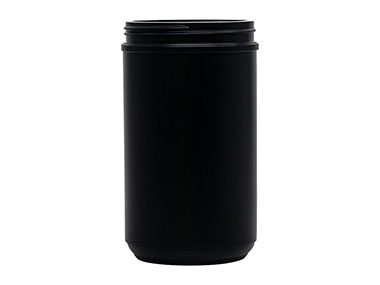 46 oz., 100mm Finish, Black, Jars, HDPE, Single Wall Round, Label Panel