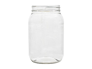 64 oz., 100mm Finish, Clear, Jars, PET, Single Wall Round, Label Panel