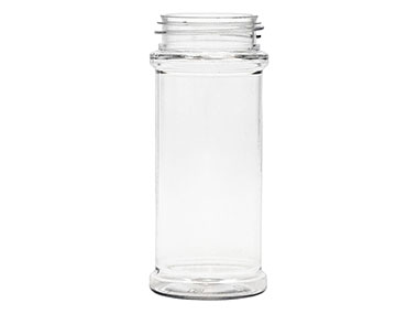 5.5 oz, 48/485 Finish, Clear, Jars, PET, Spice Style Cylinder Round, Label Panel