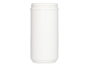 32 oz., 89/400 Finish, White, Jars, HDPE, Single Wall Round, Label Panel