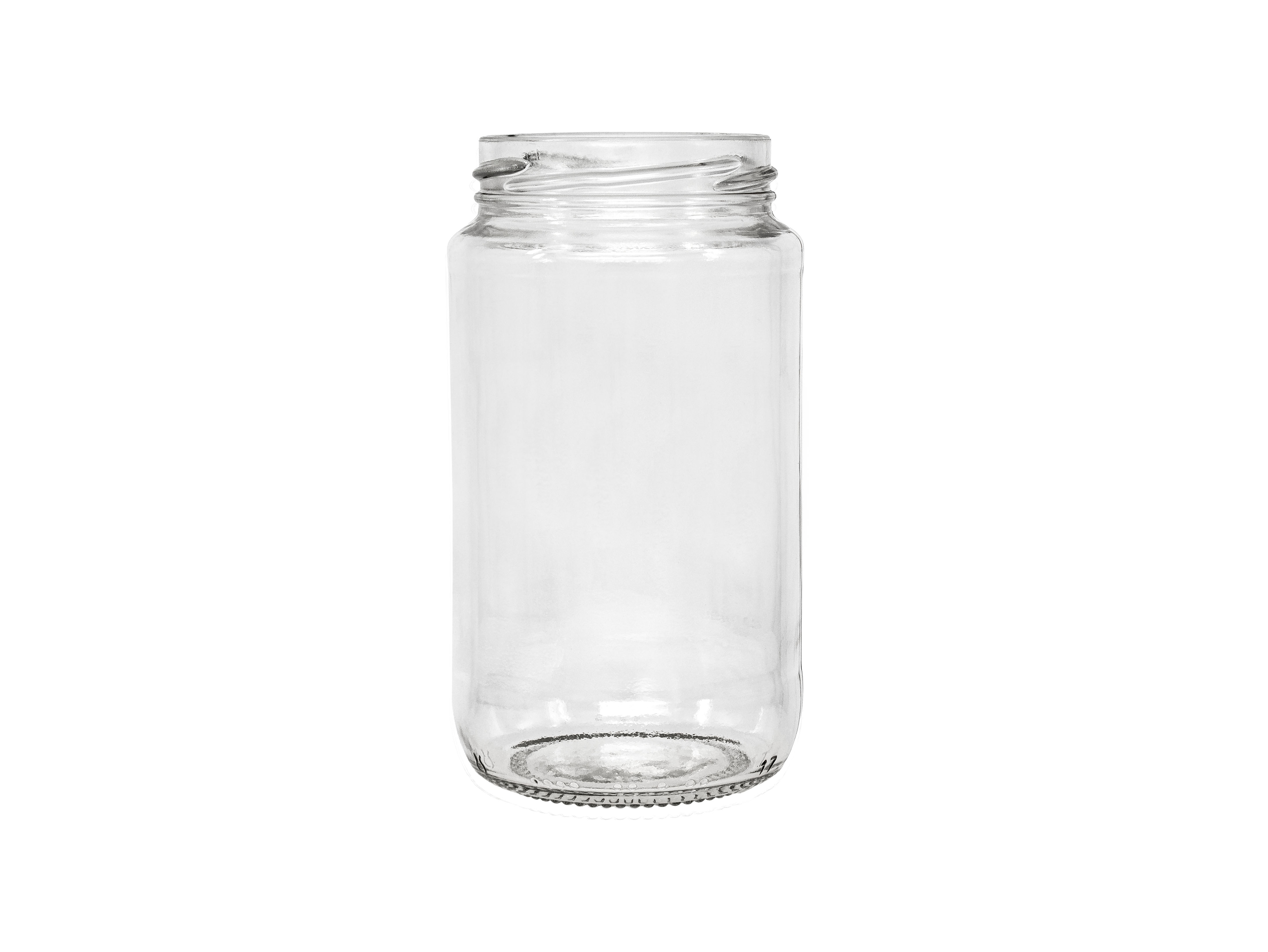 14 oz., 63mm 4 Lug Finish, Flint, Jars, Glass, Round, Label Panel