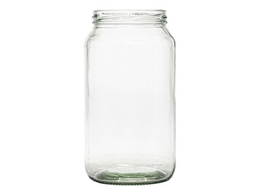34 oz., 82mm 6 Lug Finish, Flint, Jars, Glass, Round, Label Panel