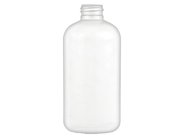 8 oz., 24/410 Finish, White, Bottles, HDPE PCR, Boston Round