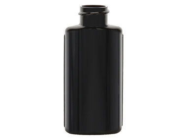 1 oz., 20/400 Finish, Black, Bottles, PVC, Oval, Ribbed Sides